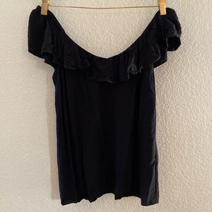 Old Navy black top, size small, off shoulder, ruffle edge